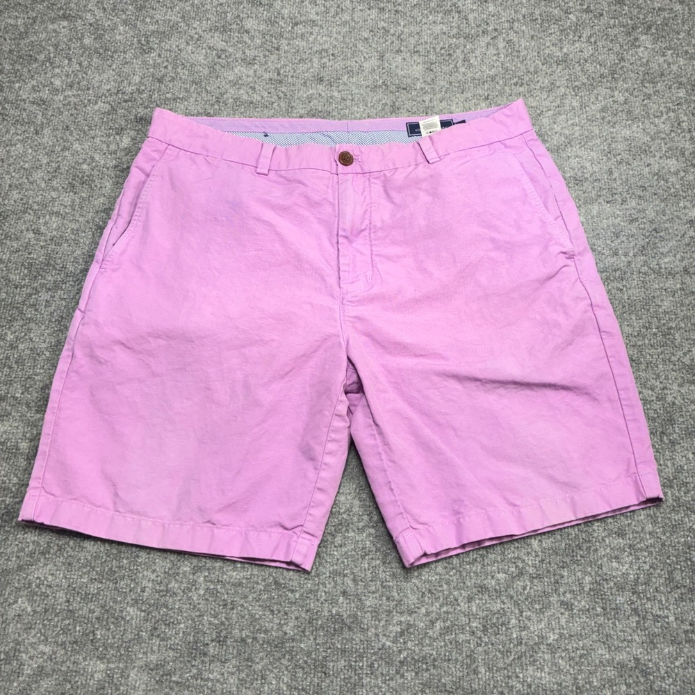 Vineyard Vines Breaker Chino Shorts Mens 36 Purple 9in Flat Front Linen‎ Preppy